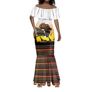 Africa Day Mermaid Dress Safari With Map - African Pattern