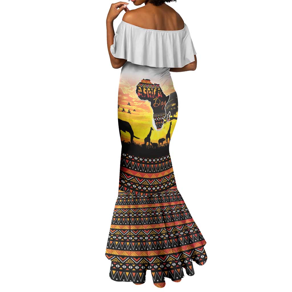 Africa Day Mermaid Dress Safari With Map - African Pattern
