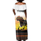 Africa Day Off Shoulder Maxi Dress Safari With Map - African Pattern