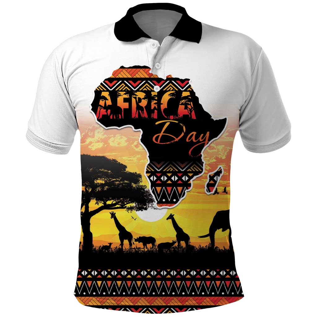 Africa Day Polo Shirt Safari With Map - African Pattern