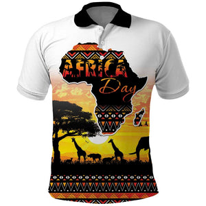 Africa Day Polo Shirt Safari With Map - African Pattern