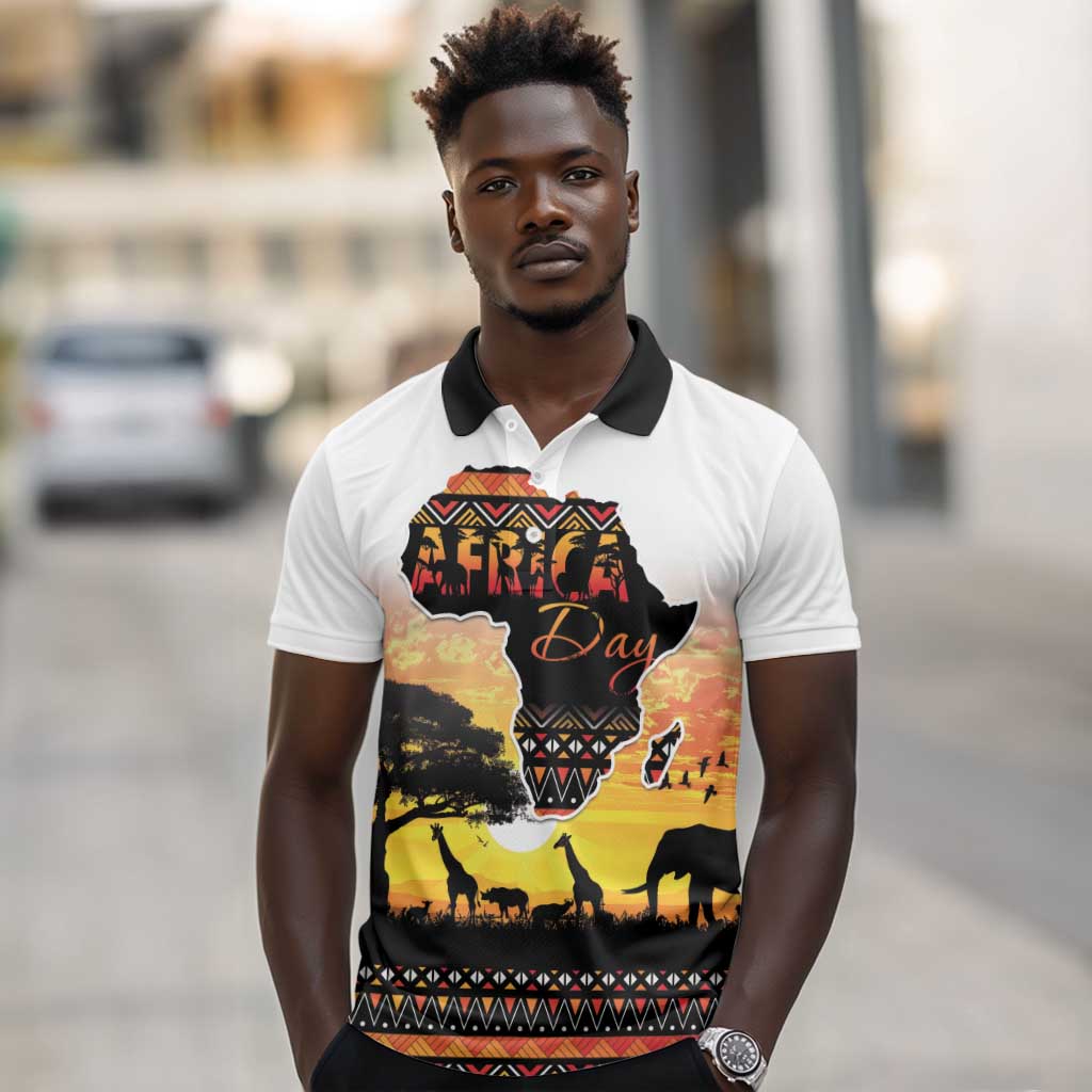 Africa Day Polo Shirt Safari With Map - African Pattern