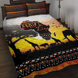 Africa Day Quilt Bed Set Safari With Map - African Pattern