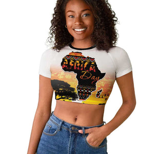 Africa Day Raglan Cropped T shirt Safari With Map - African Pattern