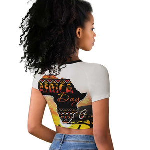 Africa Day Raglan Cropped T shirt Safari With Map - African Pattern