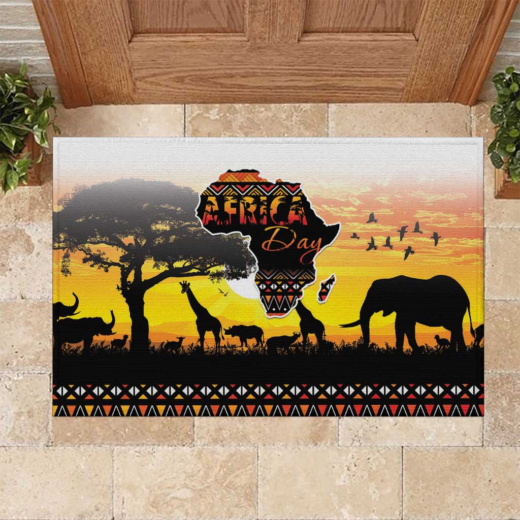 Africa Day Rubber Doormat Safari With Map - African Pattern