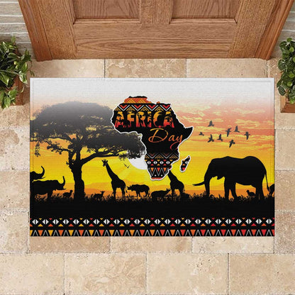 Africa Day Rubber Doormat Safari With Map - African Pattern