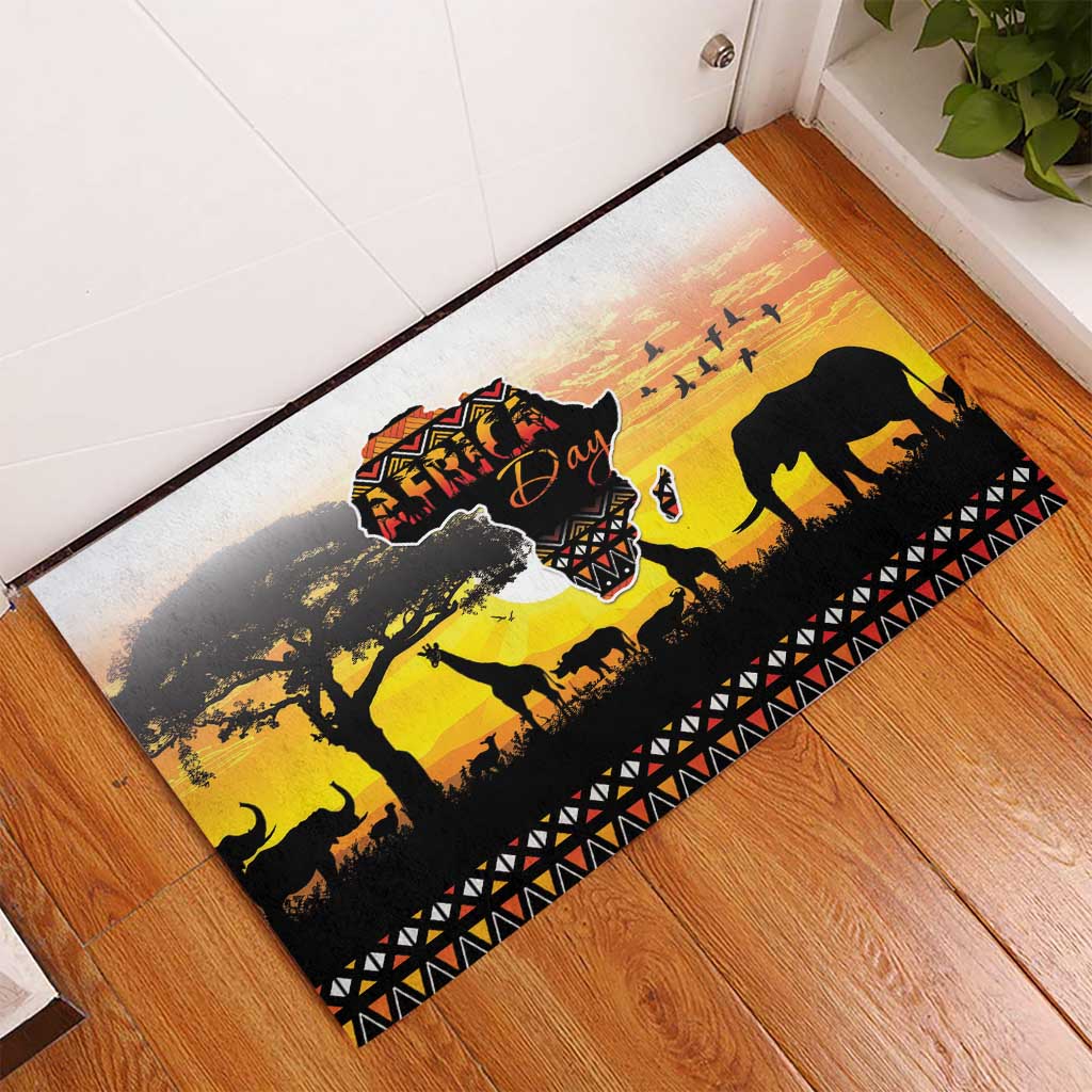 Africa Day Rubber Doormat Safari With Map - African Pattern
