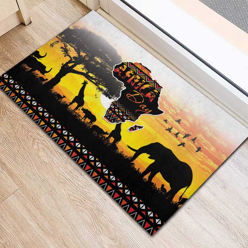 Africa Day Rubber Doormat Safari With Map - African Pattern