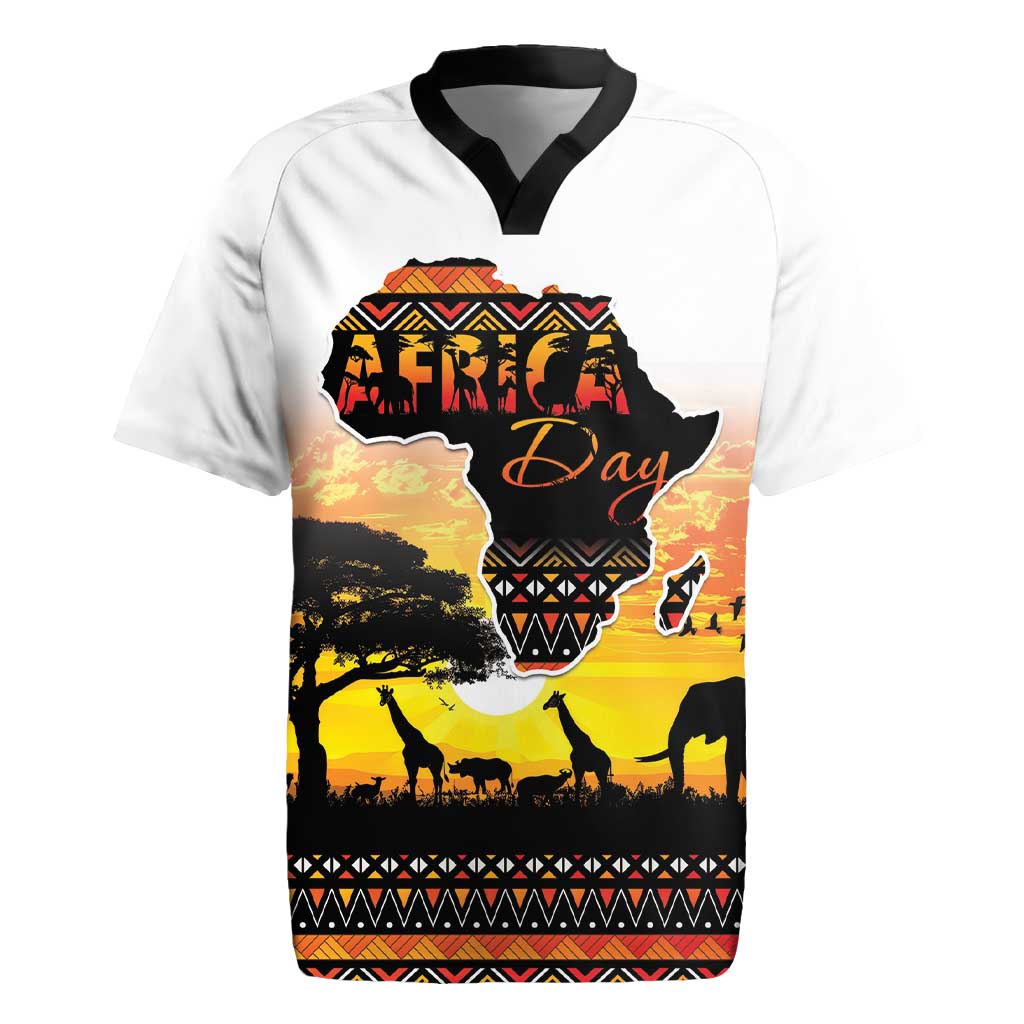Africa Day Rugby Jersey Safari With Map - African Pattern