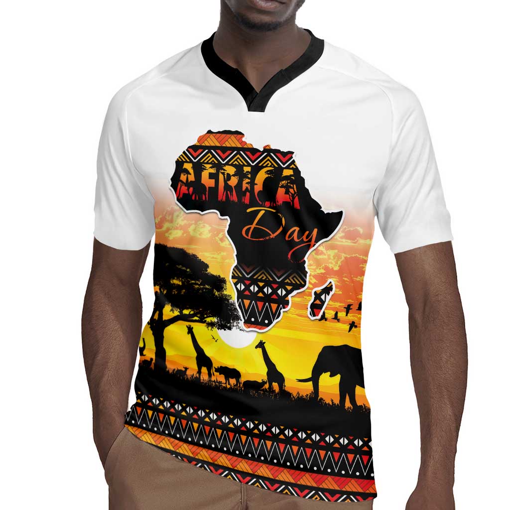 Africa Day Rugby Jersey Safari With Map - African Pattern