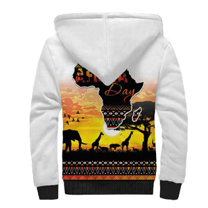 Africa Day Sherpa Hoodie Safari With Map - African Pattern