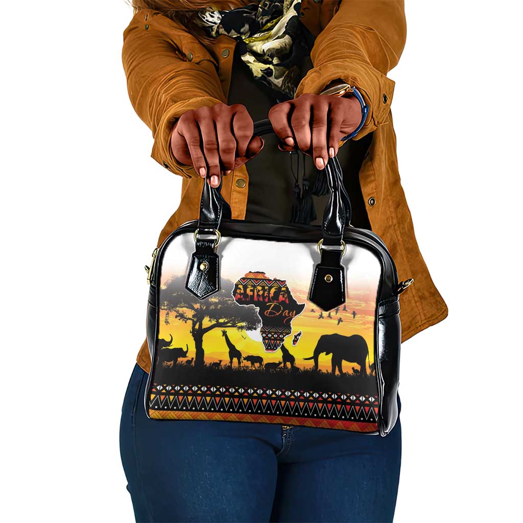 Africa Day Shoulder Handbag Safari With Map - African Pattern