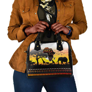 Africa Day Shoulder Handbag Safari With Map - African Pattern