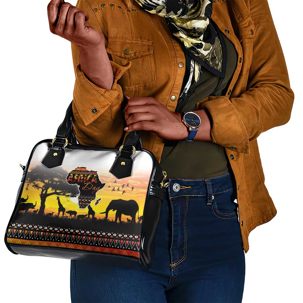 Africa Day Shoulder Handbag Safari With Map - African Pattern
