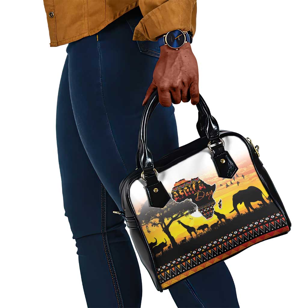 Africa Day Shoulder Handbag Safari With Map - African Pattern