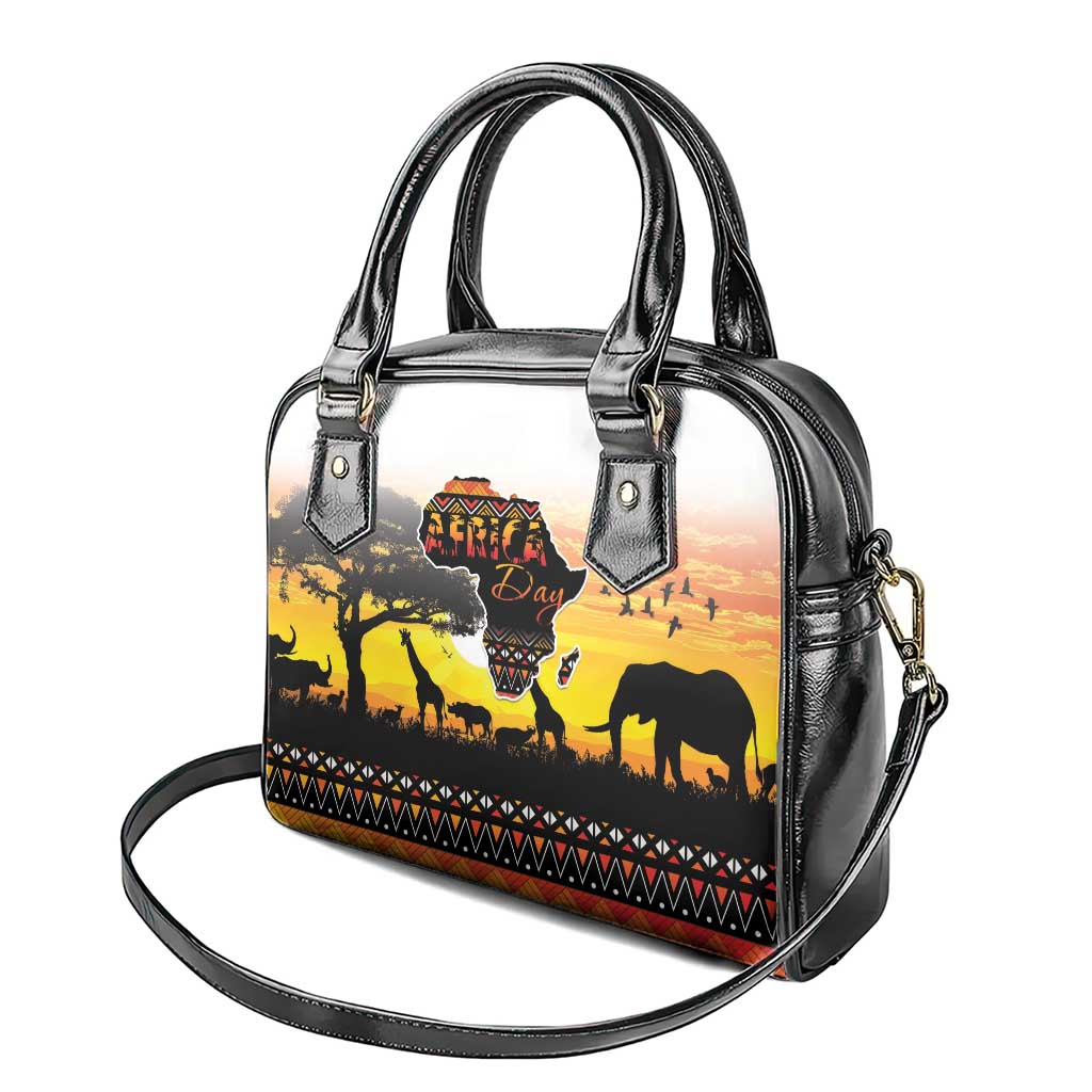 Africa Day Shoulder Handbag Safari With Map - African Pattern