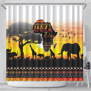 Africa Day Shower Curtain Safari With Map - African Pattern