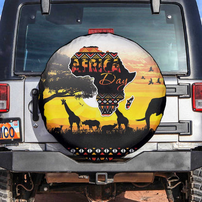 Africa Day Spare Tire Cover Safari With Map - African Pattern