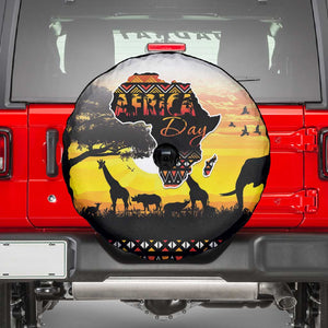 Africa Day Spare Tire Cover Safari With Map - African Pattern