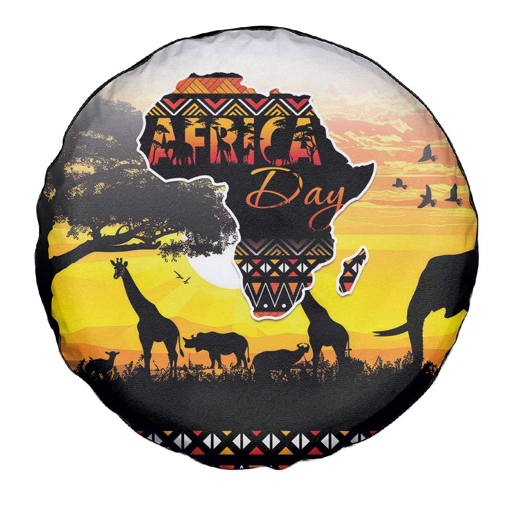 Africa Day Spare Tire Cover Safari With Map - African Pattern