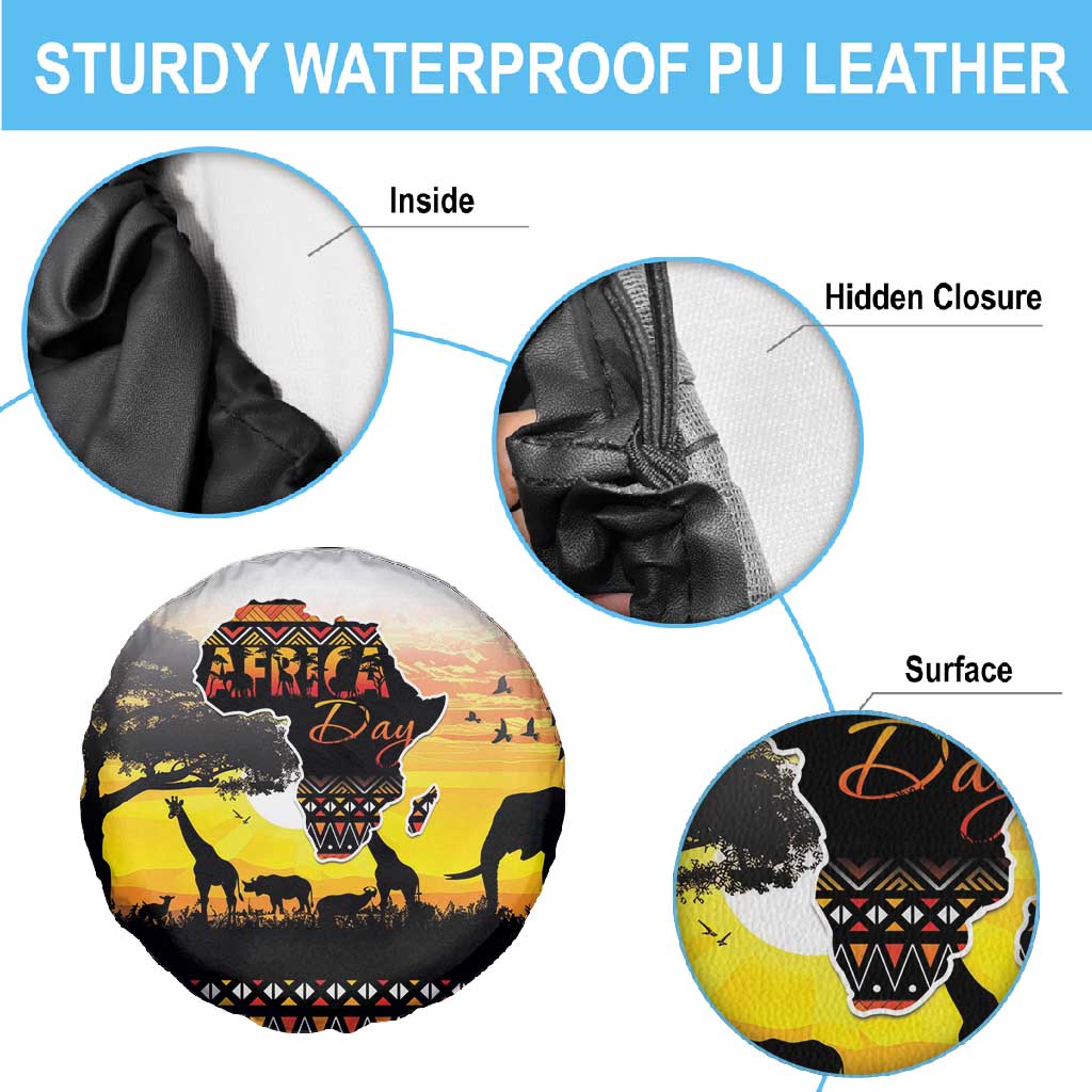 Africa Day Spare Tire Cover Safari With Map - African Pattern
