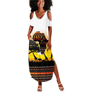 Africa Day Summer Maxi Dress Safari With Map - African Pattern