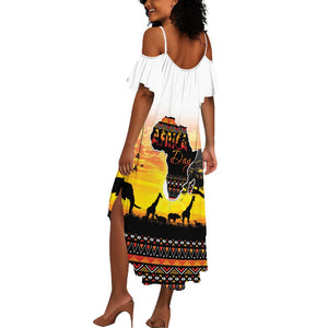 Africa Day Summer Maxi Dress Safari With Map - African Pattern