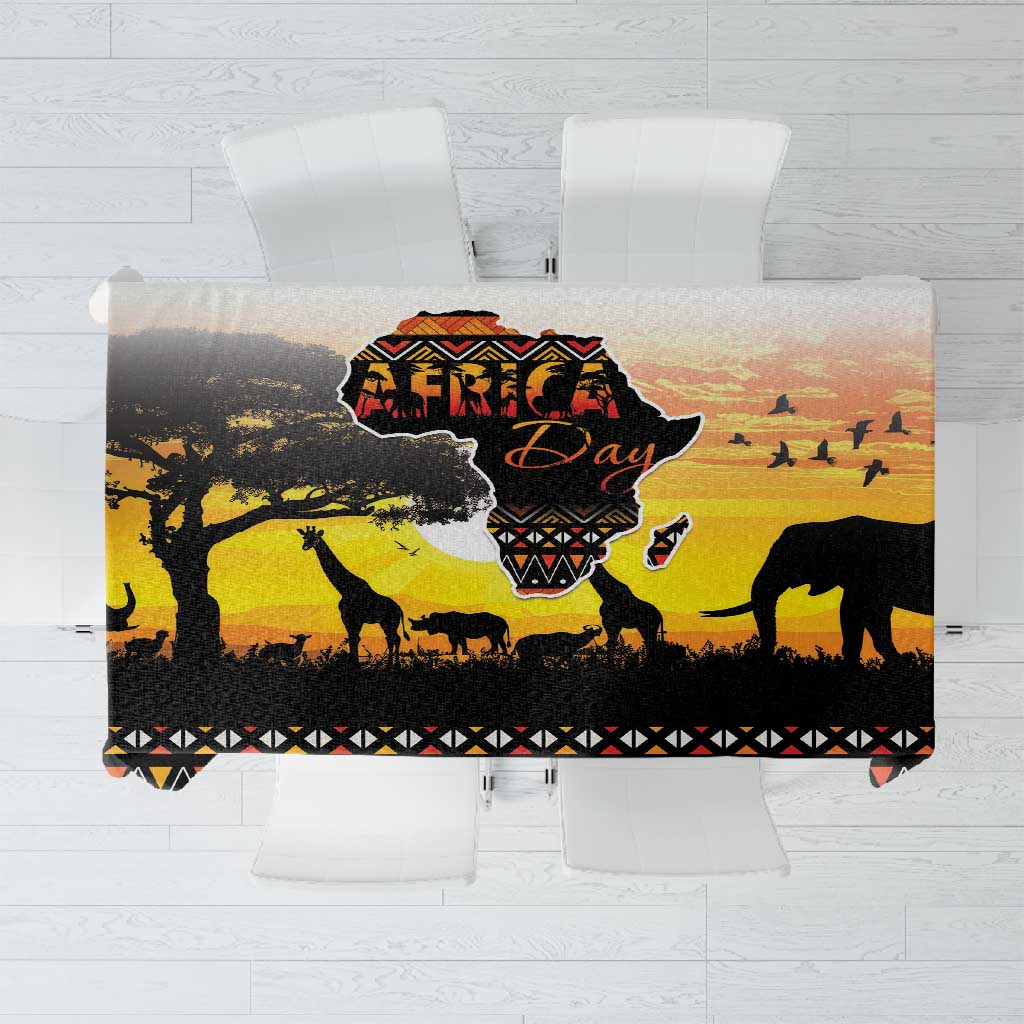 Africa Day Tablecloth Safari With Map - African Pattern