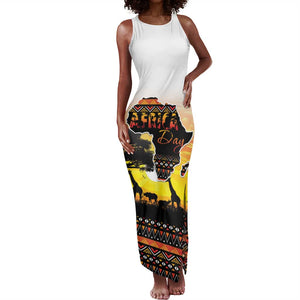 Africa Day Tank Maxi Dress Safari With Map - African Pattern
