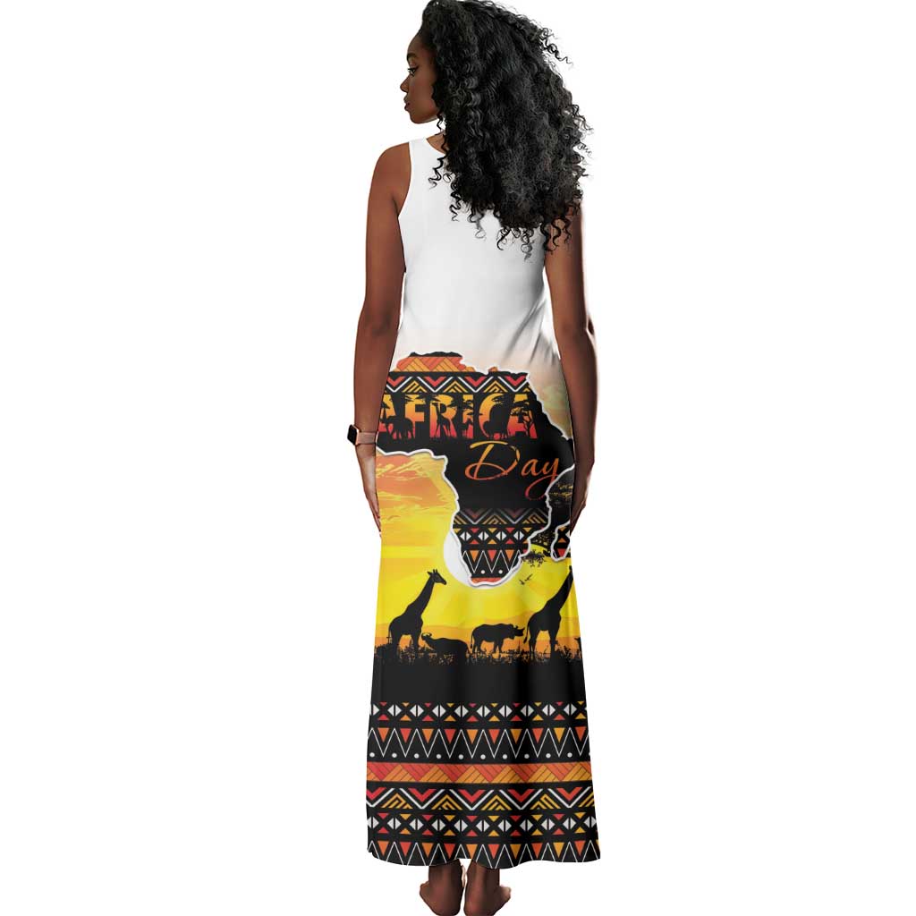 Africa Day Tank Maxi Dress Safari With Map - African Pattern