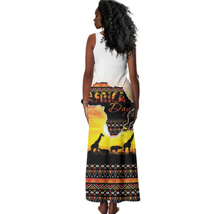 Africa Day Tank Maxi Dress Safari With Map - African Pattern