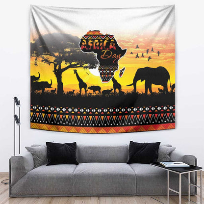 Africa Day Tapestry Safari With Map - African Pattern