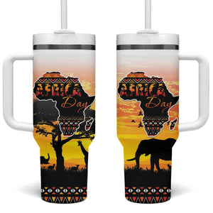 Africa Day Tumbler With Handle Safari With Map - African Pattern