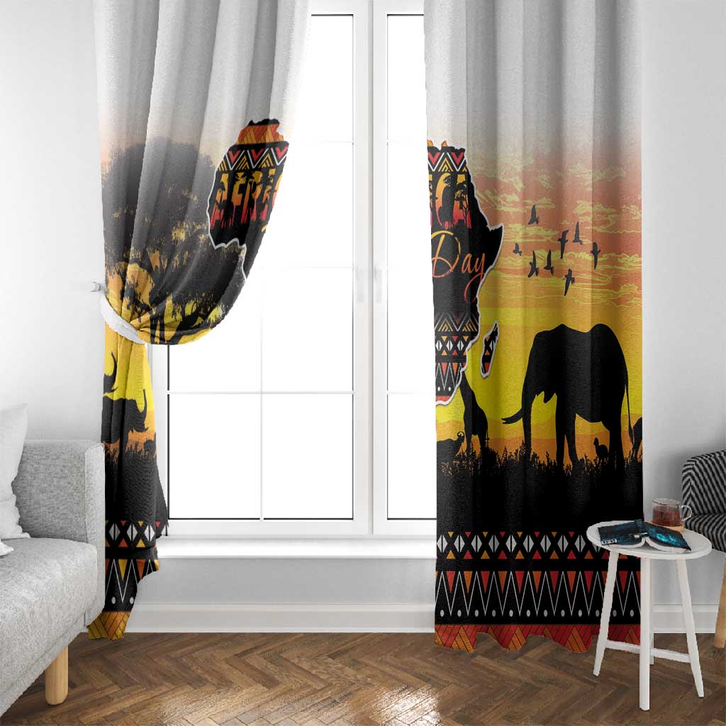 Africa Day Window Curtain Safari With Map - African Pattern