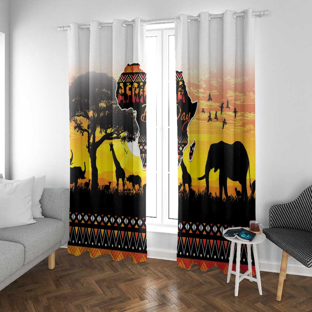 Africa Day Window Curtain Safari With Map - African Pattern