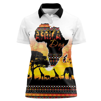 Africa Day Women Polo Shirt Safari With Map - African Pattern