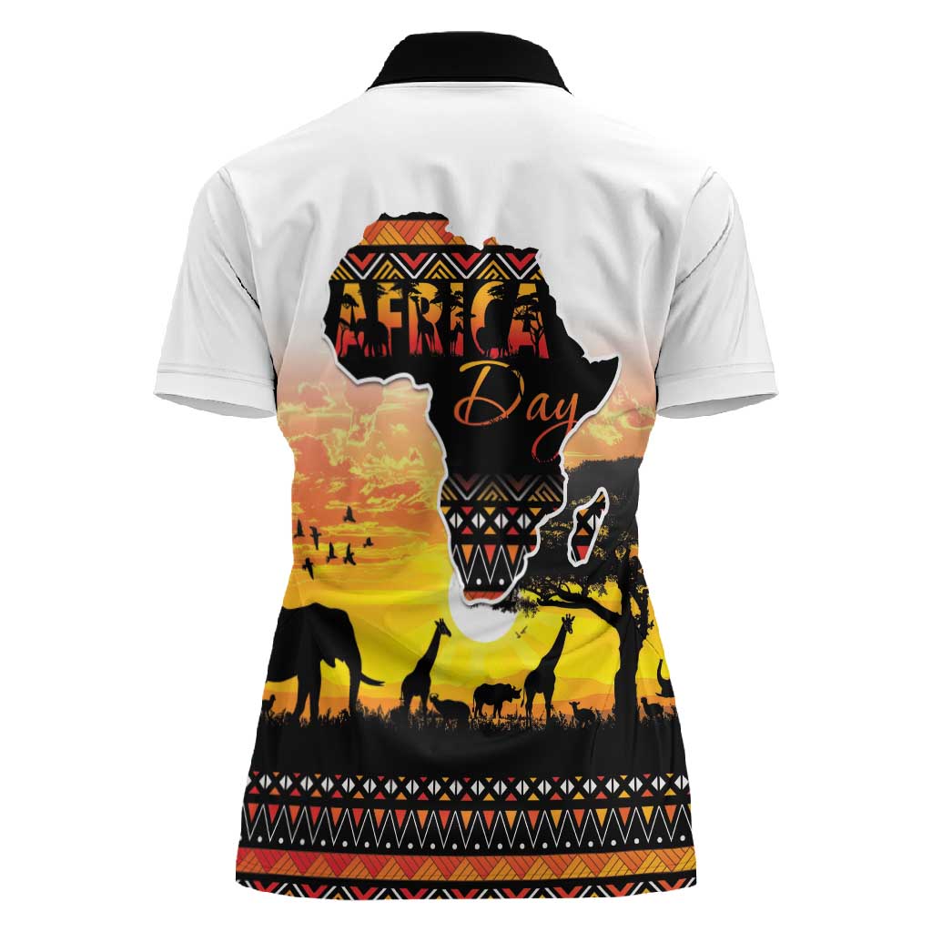 Africa Day Women Polo Shirt Safari With Map - African Pattern