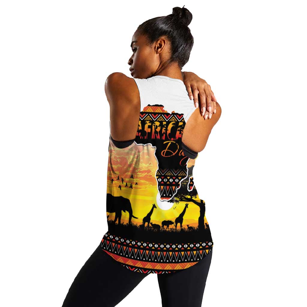 Africa Day Women Racerback Tank Safari With Map - African Pattern