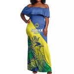 Personalized Sudan Off Shoulder Maxi Dress Coat Of Arms 1956-1970