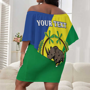 Personalized Sudan Off Shoulder Short Dress Coat Of Arms 1956-1970