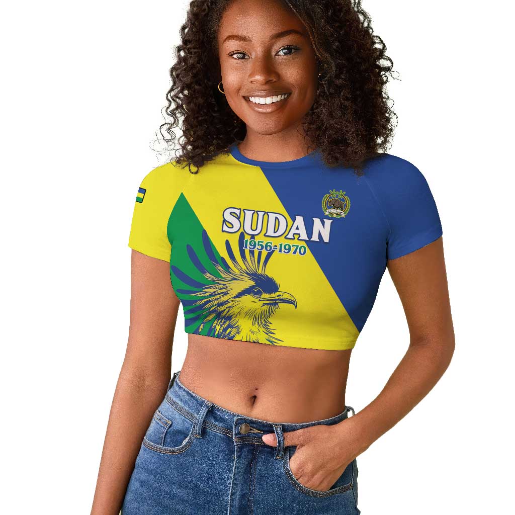 Personalized Sudan Raglan Cropped T shirt Coat Of Arms 1956-1970