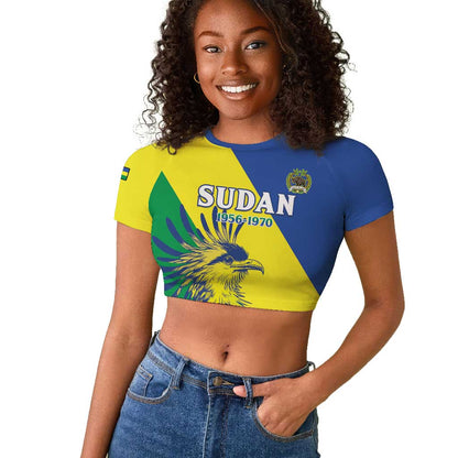 Personalized Sudan Raglan Cropped T shirt Coat Of Arms 1956-1970