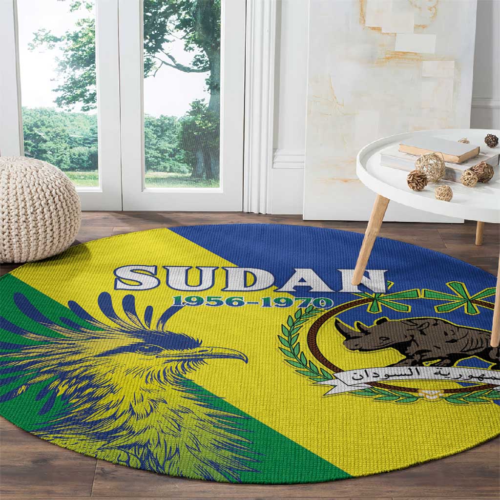 Personalized Sudan Round Carpet Coat Of Arms 1956-1970