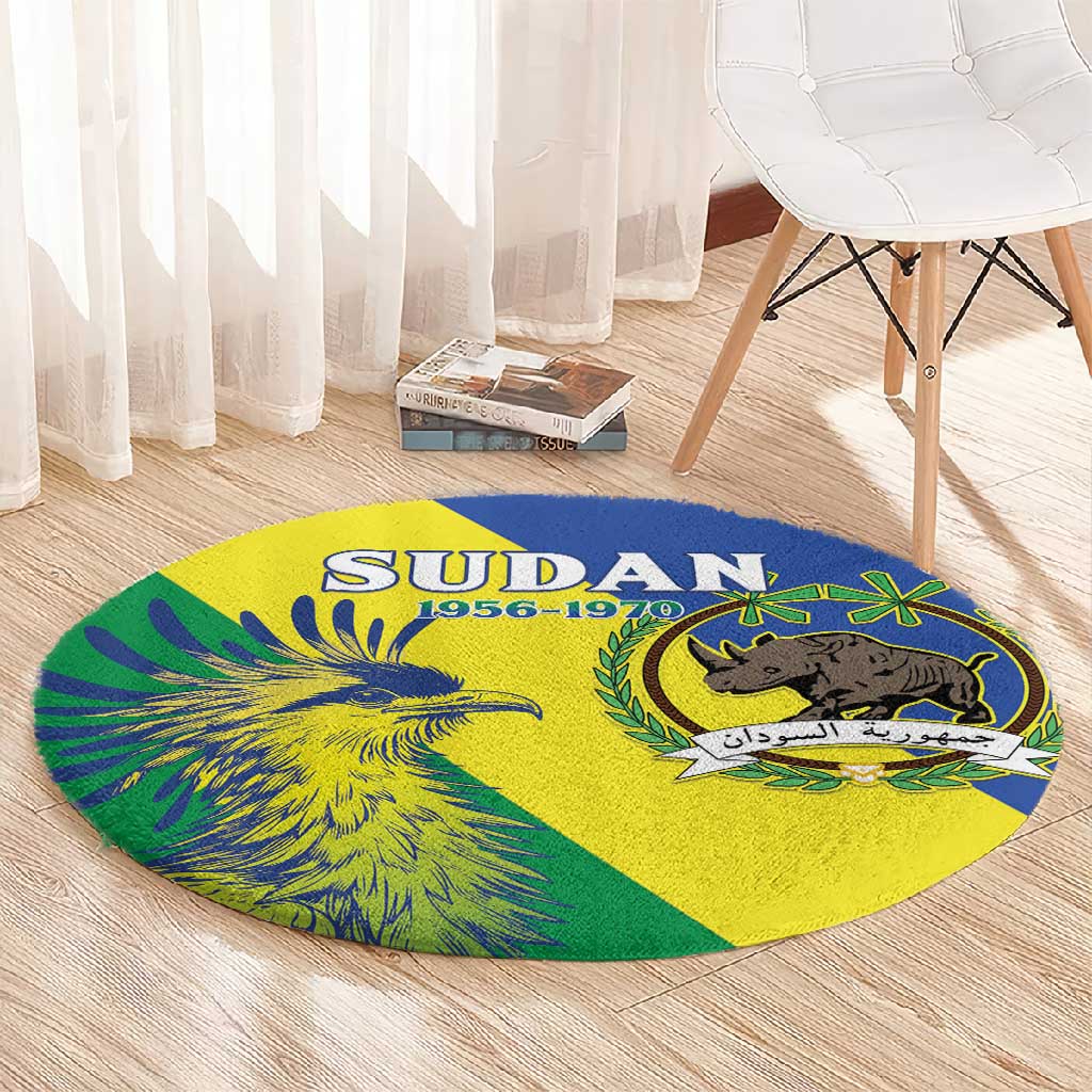 Personalized Sudan Round Carpet Coat Of Arms 1956-1970