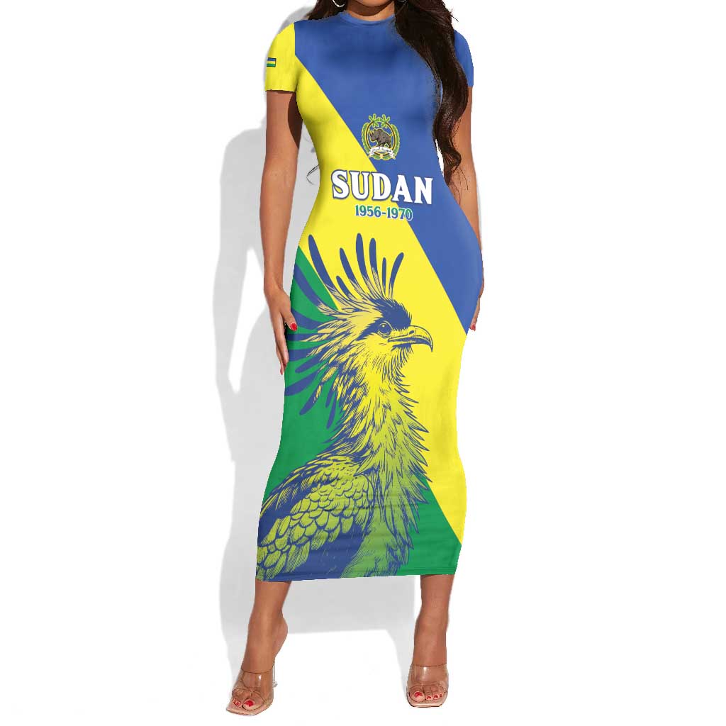 Personalized Sudan Short Sleeve Bodycon Dress Coat Of Arms 1956-1970 LT15