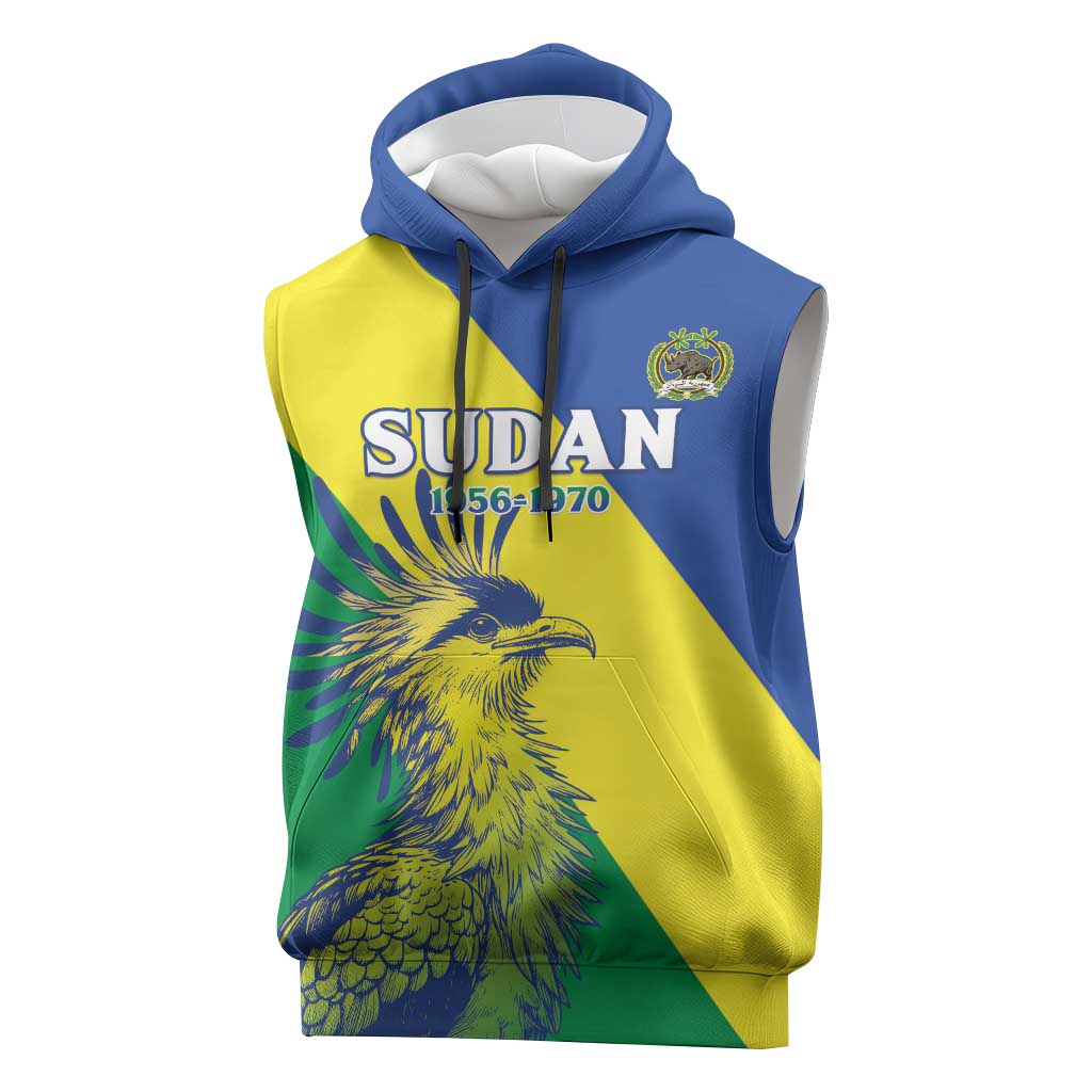 Personalized Sudan Sleeveless Hoodie Coat Of Arms 1956-1970 - African Pride