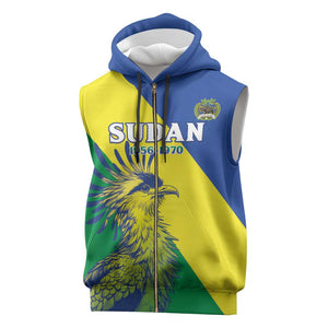 Personalized Sudan Sleeveless Zip Hoodie Coat Of Arms 1956-1970 - African Pride