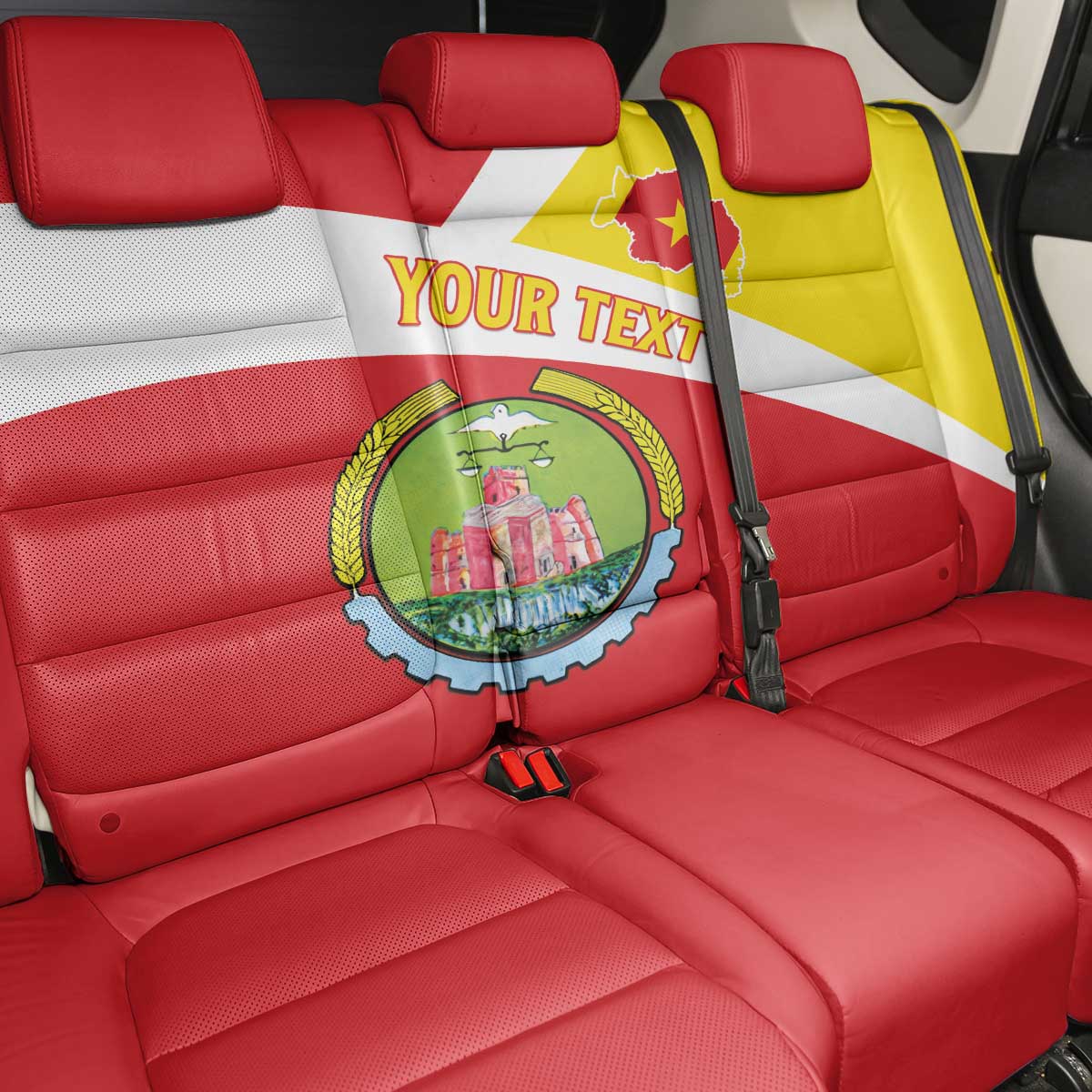 Personalized Amhara Region Back Car Seat Cover Coat Of Arms With Amhara Map