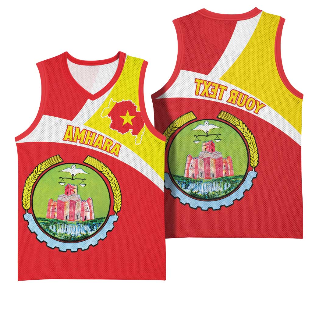 Personalized Amhara Region Basketball Jersey Coat Of Arms With Amhara Map - African Pride